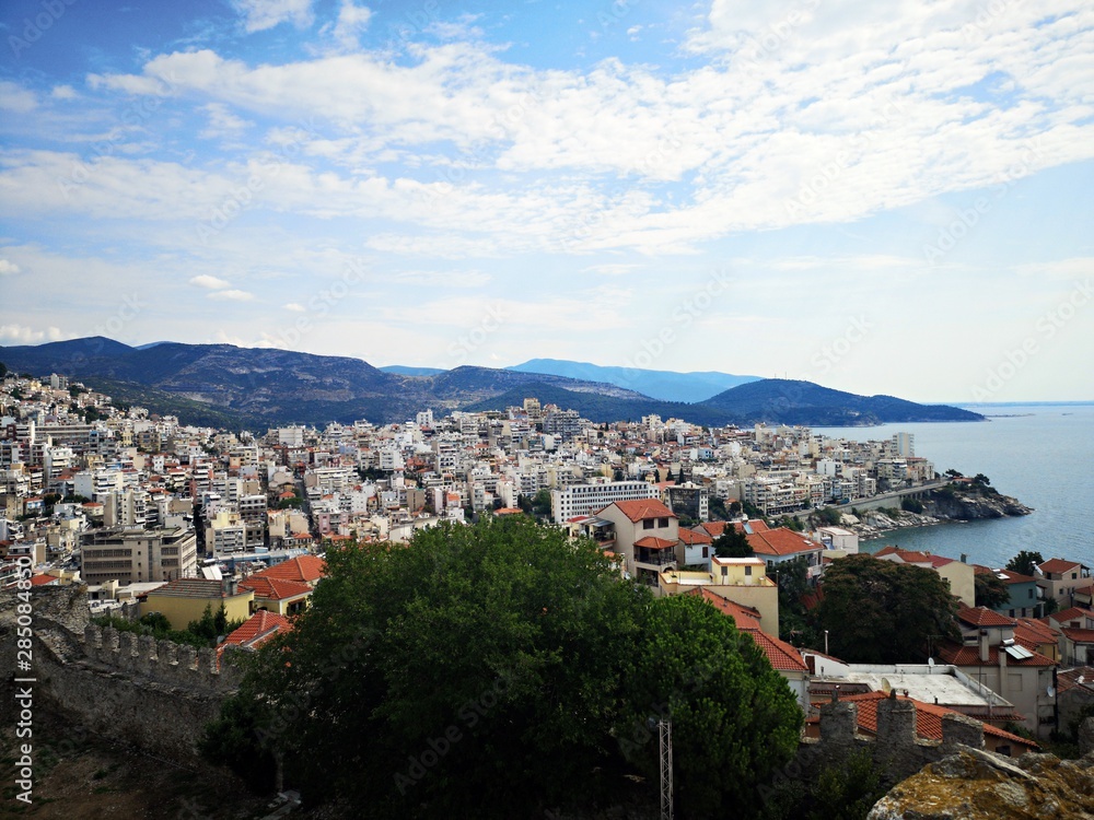 City of Kavala seen from the Kavala Castle, Greece. 