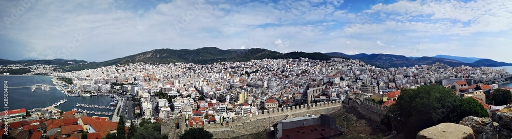 City of Kavala seen from the Kavala Castle, Greece. - panoramic view 