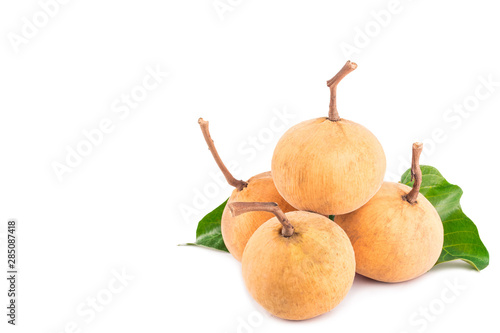 bunch of sweet santol fruits and santol leaf on white background planting agriculture food isolated