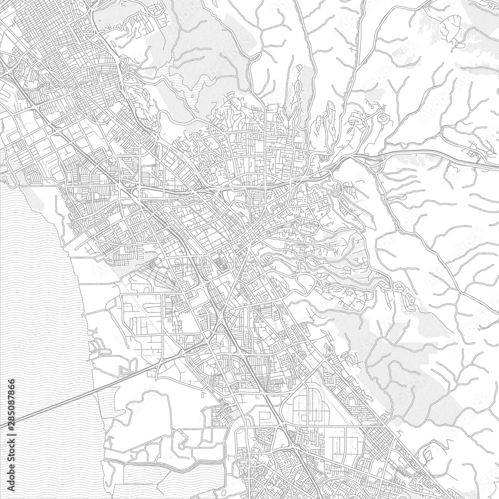 Hayward, California, USA, bright outlined vector map