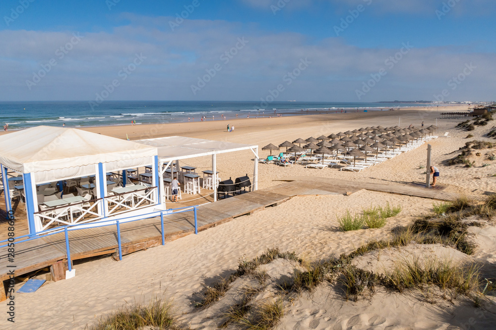 Beach hammocks in La Barrosa, Sancti Petri, Cadiz Beach hammocks in La Barrosa, Sancti Petri, Cadiz