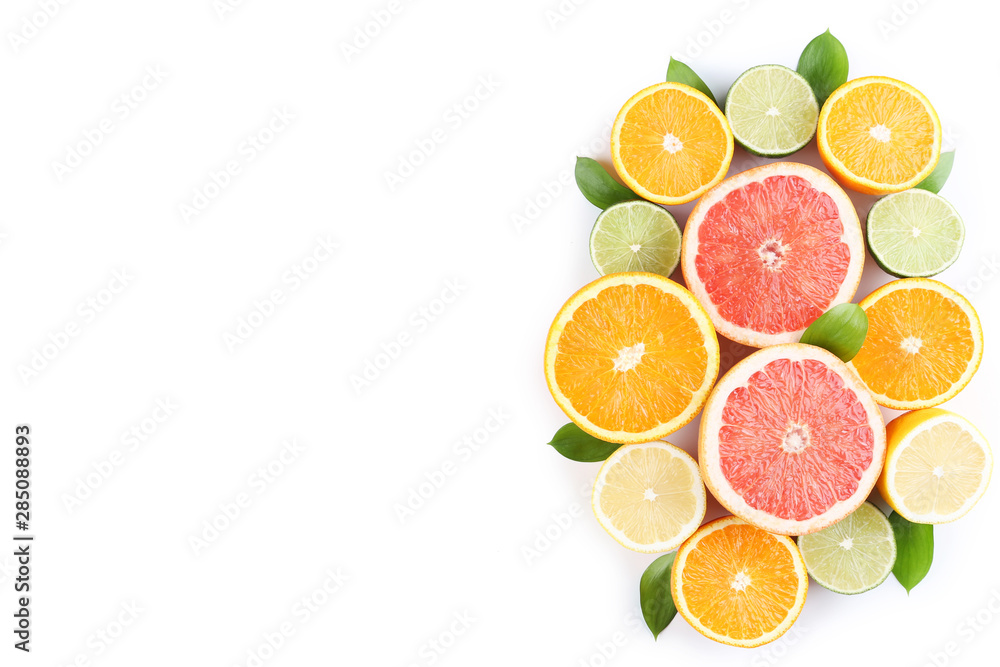 Citrus fruits isolated on white background Citrus fruits isolated on white background