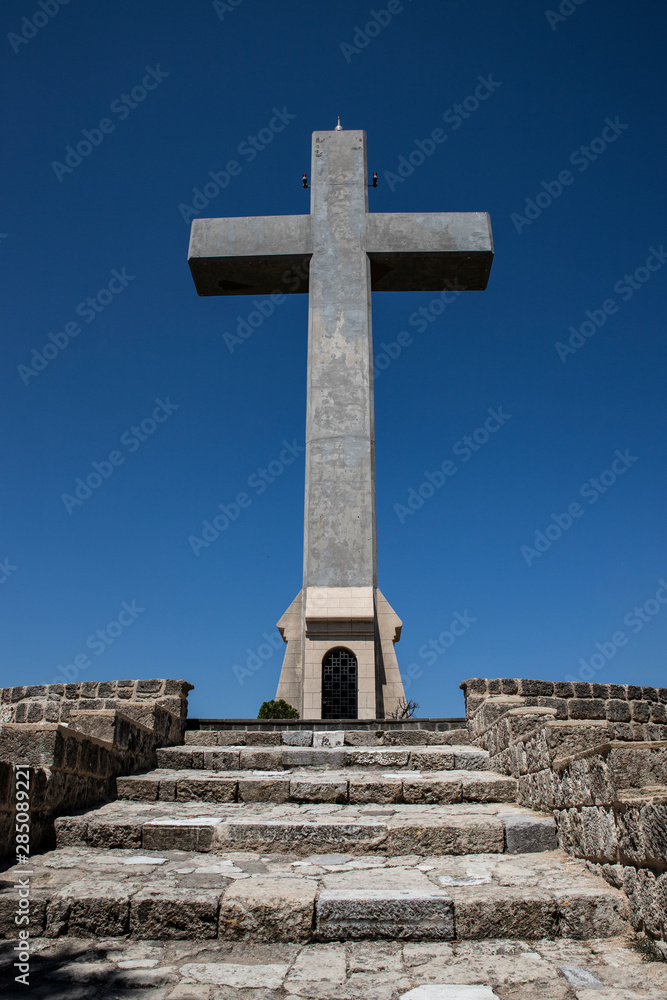 cross and the observation deck on the mount filerimos, Greece, Rhodes cross and the observation deck on the mount filerimos, Greece, Rhodes