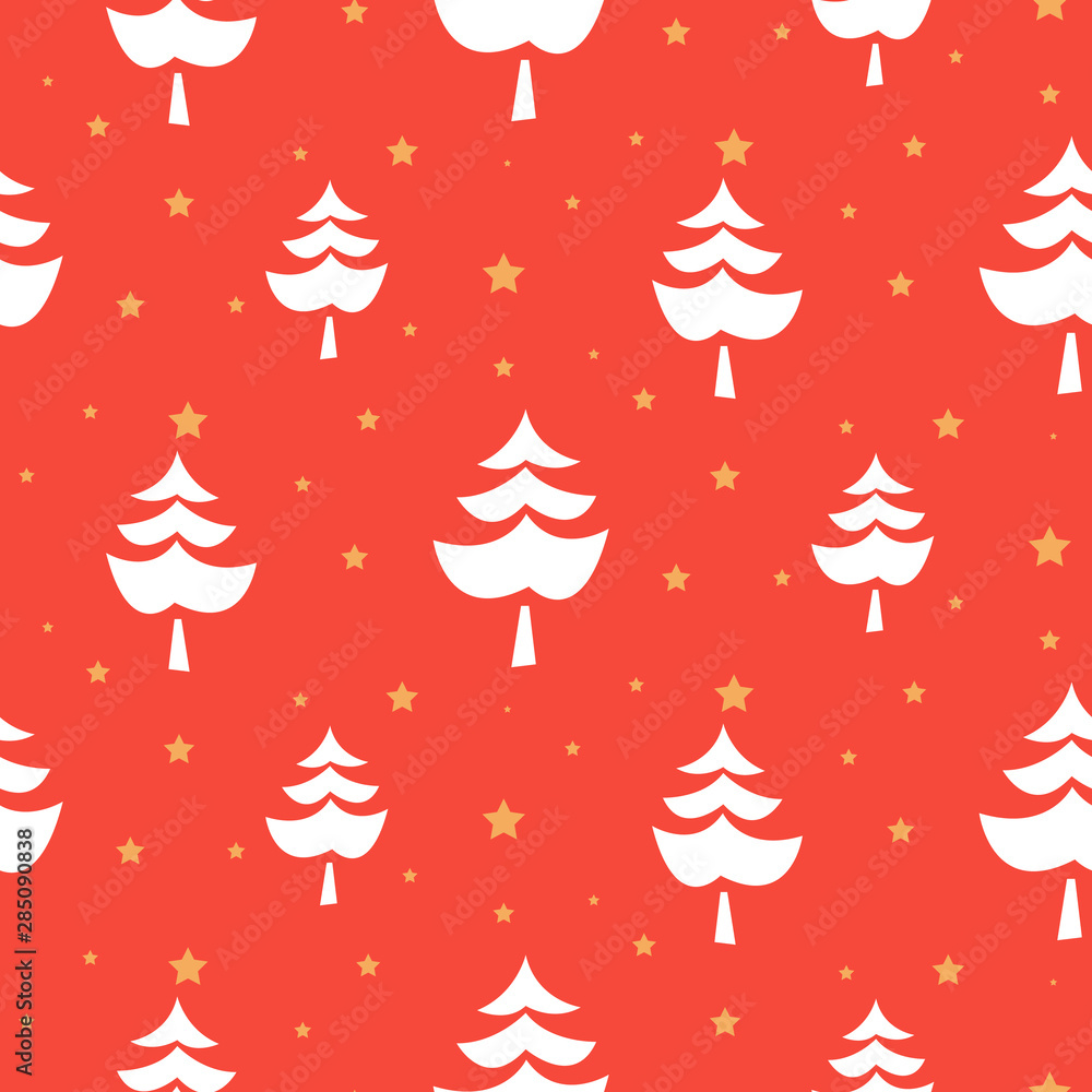 Seamless texture with xmas tree red abstract pattern for gift paper.