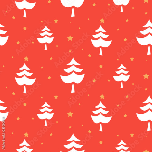 Seamless texture with xmas tree red abstract pattern for gift paper.