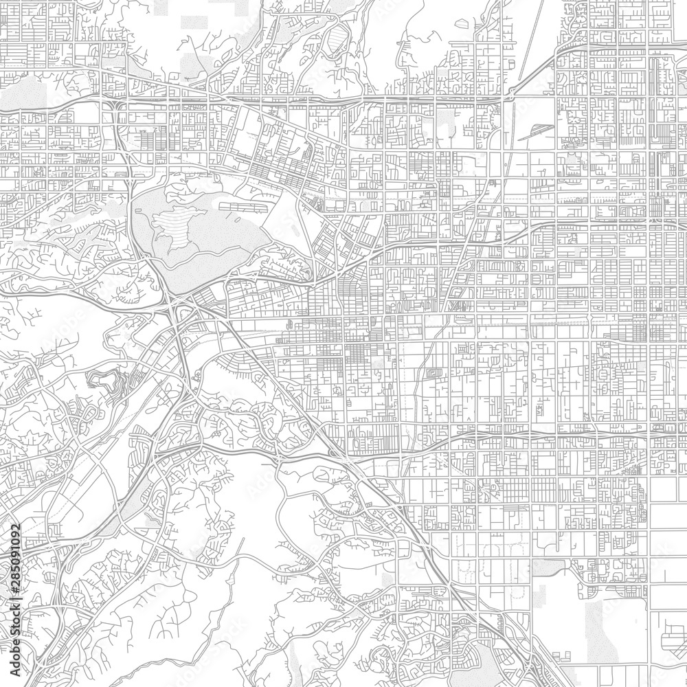 Pomona, California, USA, bright outlined vector map