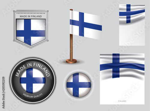  Made in Finland seal, Finnish flag and color  --Vector Art--