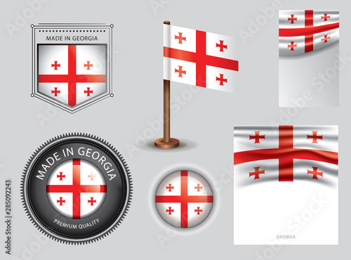  Made in Georgia seal, Georgian flag and color  --Vector Art--