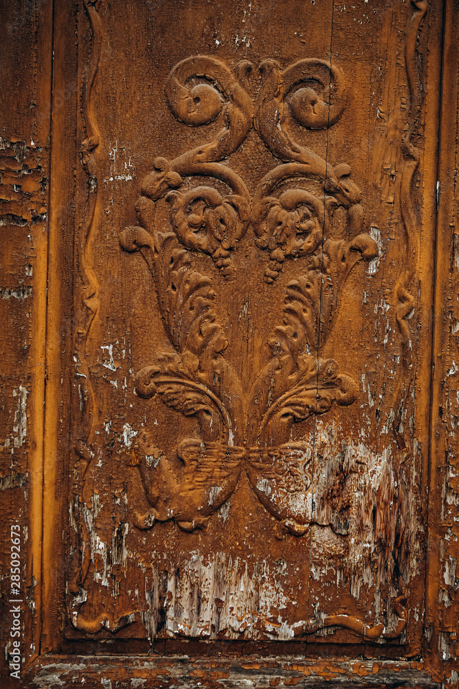 vintage wood carving structure pattern door