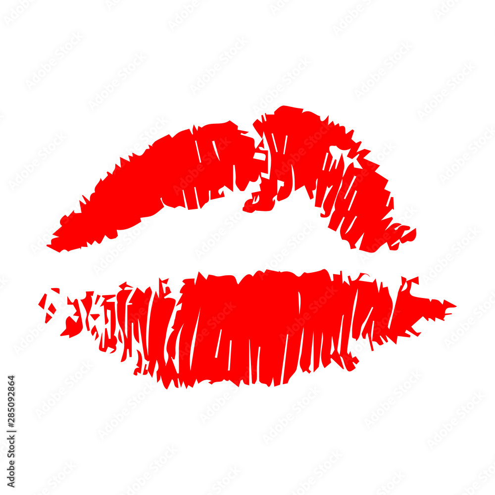 Plakat Print of lips kiss vector isolated background