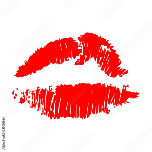 Print of lips kiss vector isolated background