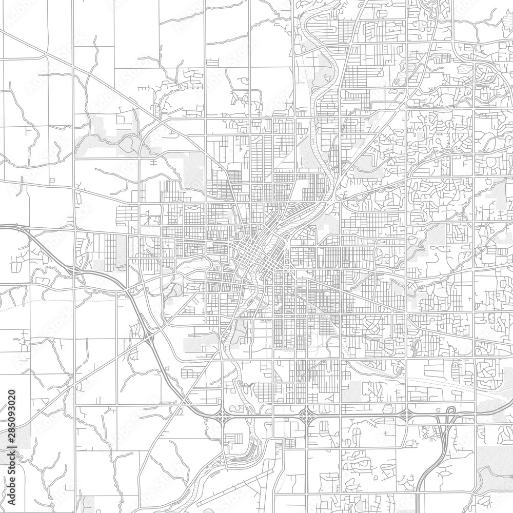 Rockford, Illinois, USA, bright outlined vector map