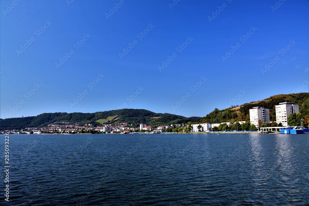 Orsova city seen from the Danube