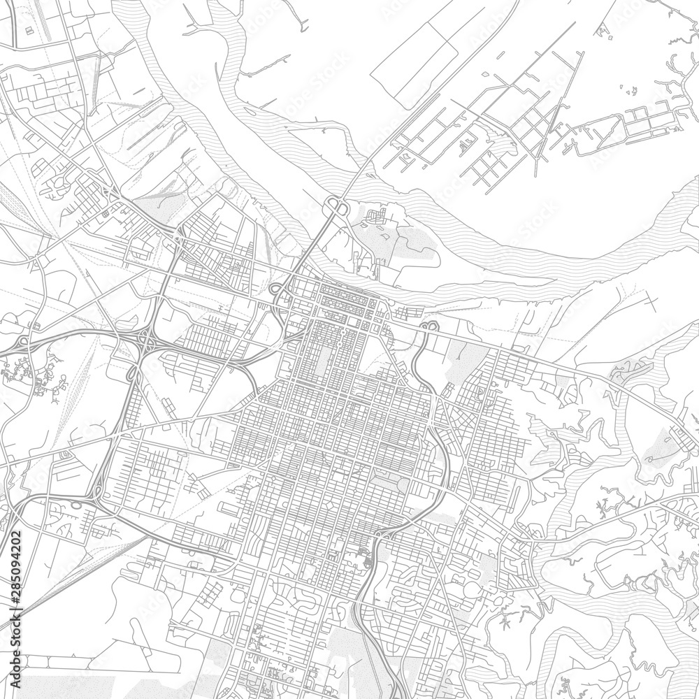 Savannah, Georgia, USA, bright outlined vector map