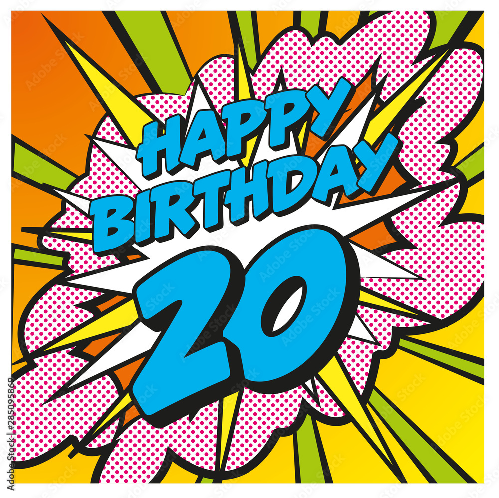 Fototapeta premium Carte Happy Birthday 20 years