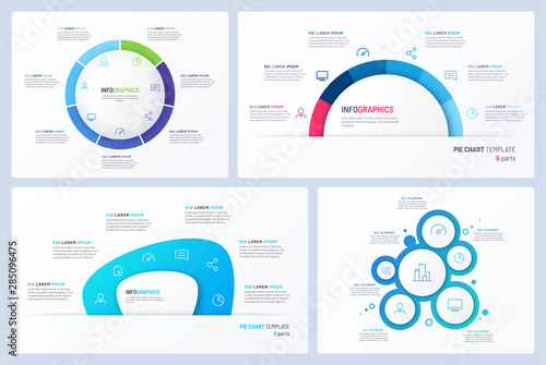 Set of minimal vector infographic templates. 6 options