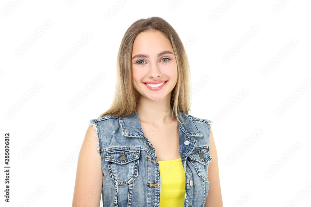 Beautiful young woman isolated on white background Beautiful young woman isolated on white background
