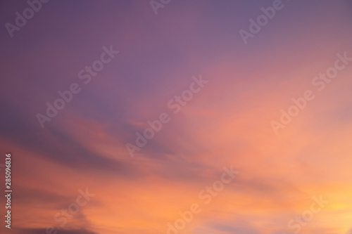 golden smooth cloud and purple sky in evening twilight time.