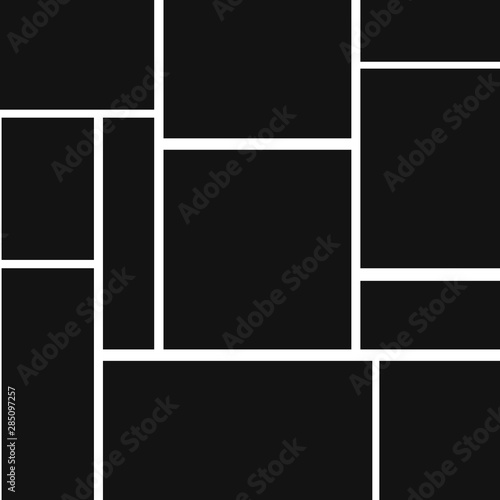 Creative theme with 11 part rectangle border layout. Vector collage frames for photo.
