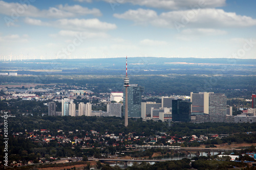Tv tower Vienna city panoramic view Austria