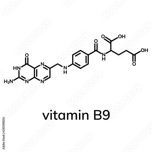 Folic acid or vitamin b9 chemical formula