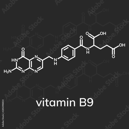 Folic acid or vitamin b9 chemical formula