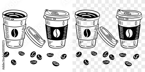 Black outline drawing of coffee