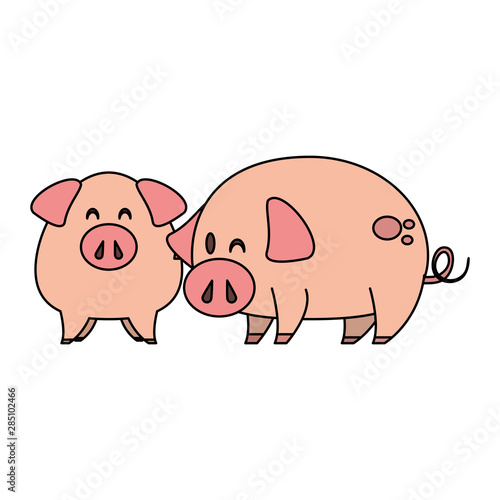 cute animals pigs farm cartoon