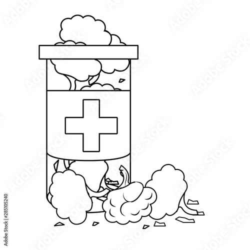 cannabis martihuana sativa hemp cartoon in black and white