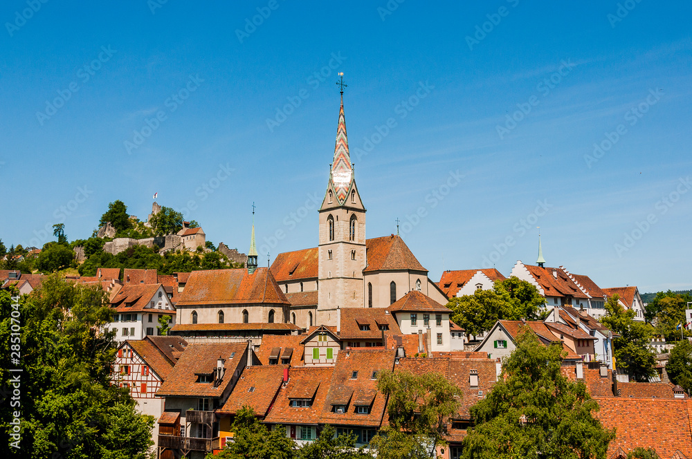 Baden, katholische Kirche, Stadt, Altstadt, Stadtrundgang, Aargau, Sommer, Schweiz	