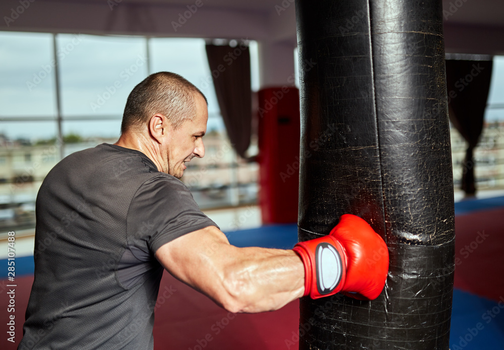 Boxer working the heavy bag
