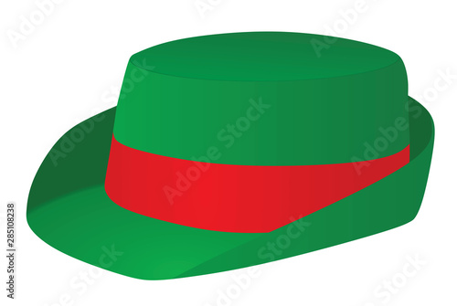 Green bowler hat. vector illustration