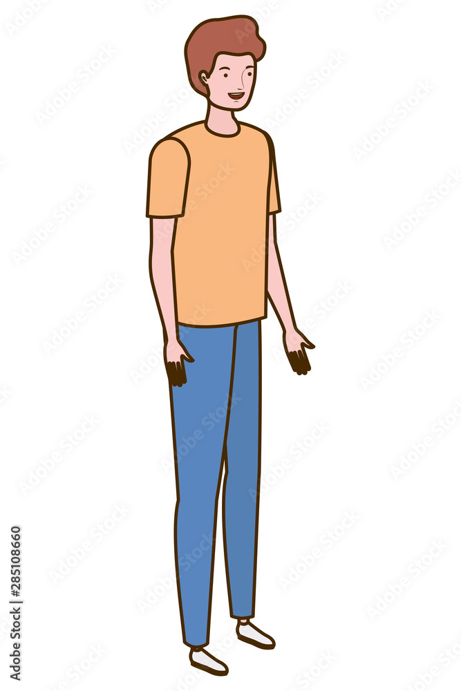 young man standing on white background young man standing on white background