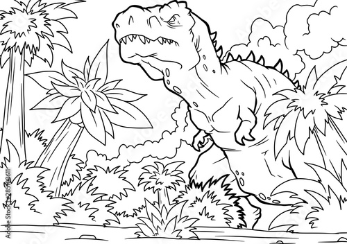 Cartoon tyrannosaurus coloring book