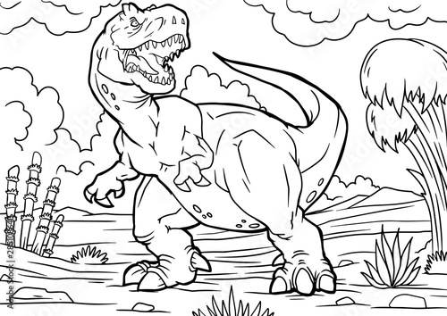 Cartoon tyrannosaurus coloring book © Михаил Пенькевич