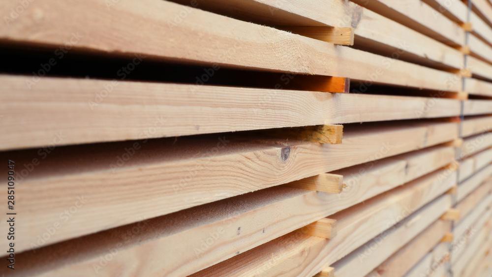Folded wooden beam on the sawmill. Folded wooden beam on the sawmill.