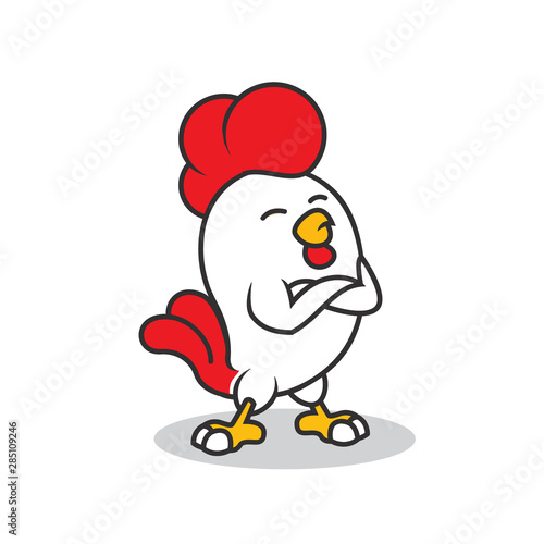 Mighty cocky little Rooster mascot logo illustration