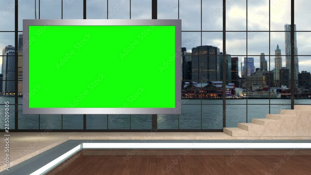 102 HD News Talkshow TV Virtual Studio Green Screen Background CityScape Monitor 102 HD News Talkshow TV Virtual Studio Green Screen Background CityScape Monitor