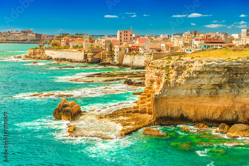 Beautiful seascape in Syracuse, Sicily, Italy