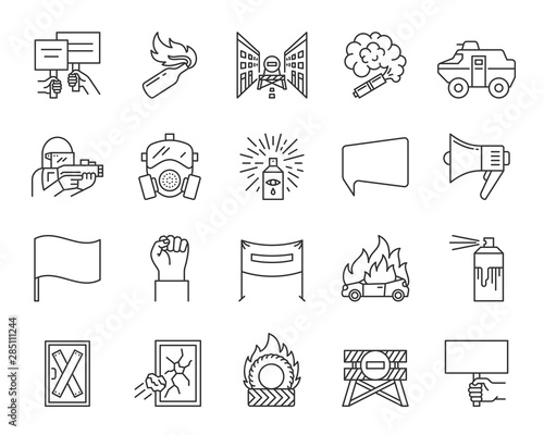 People Demonstrating simple line icons vector set