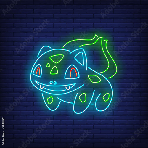 Funny cartoon monster neon sign