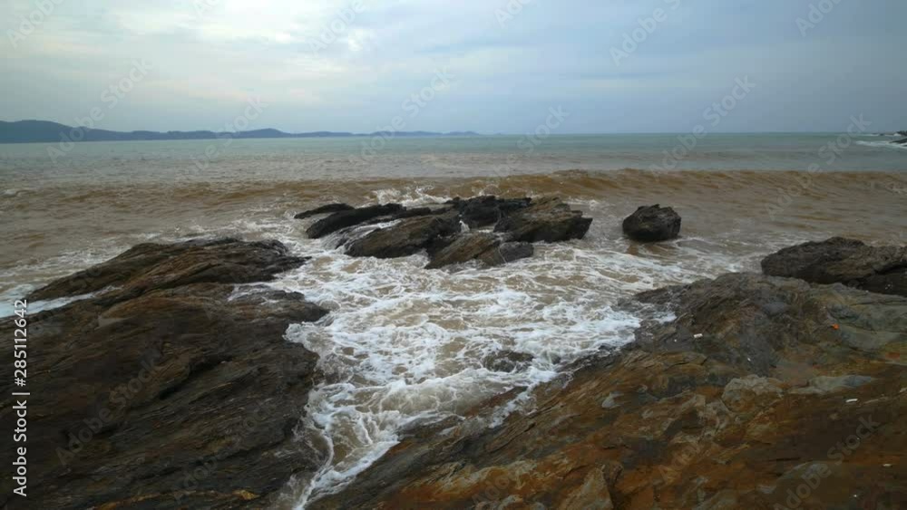 4k video of sea wave with stone at Khao Laem Ya in Mu Ko Samet National Park, Rayong Province, Thailand 4k video of sea wave with stone at Khao Laem Ya in Mu Ko Samet National Park, Rayong Province, Thailand