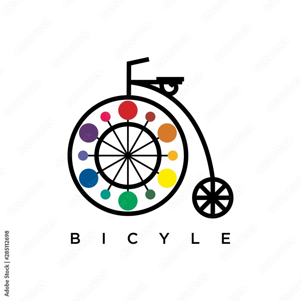 bicycle logo monoline vector design illustration