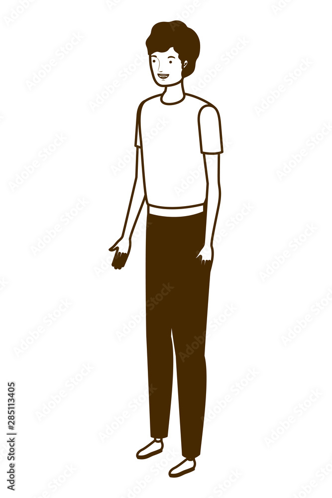silhouette of young man standing on white background silhouette of young man standing on white background