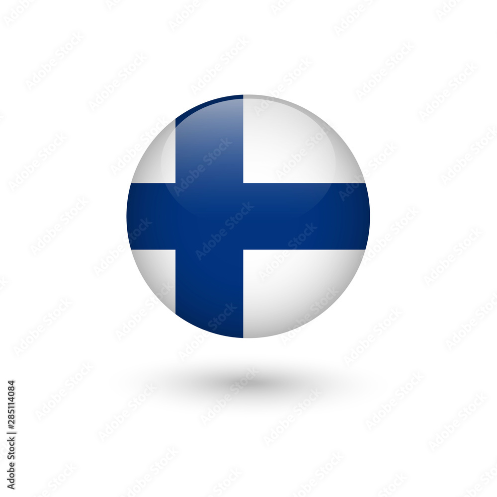 Finland flag round glossy