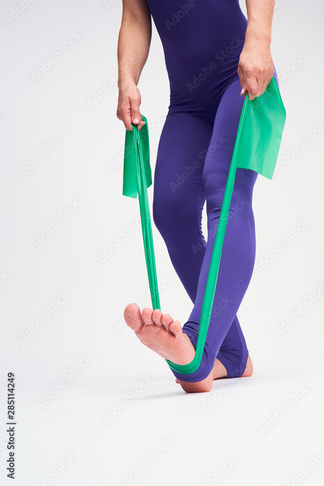 pilates yoga resistance band green rubber woman sport gym fitness exercise pilates yoga resistance band green rubber woman sport gym fitness exercise