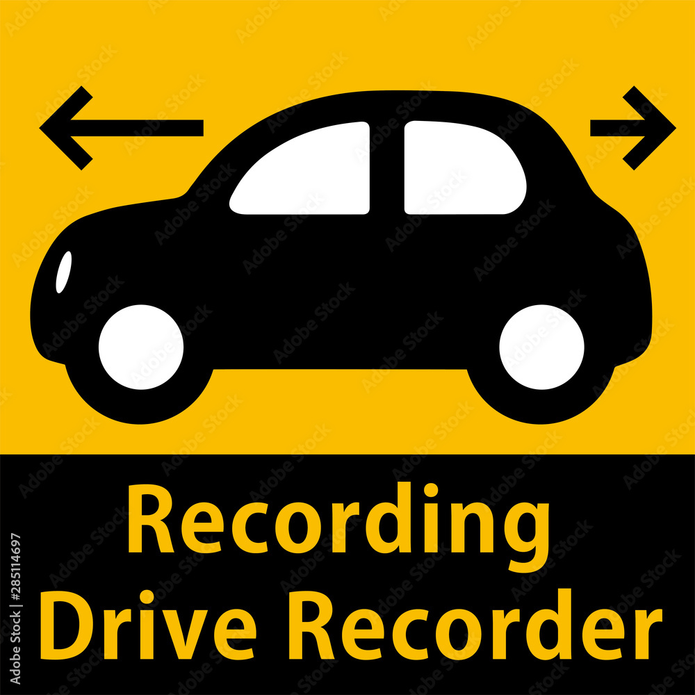 ドライブレコーダーのアイコン ステッカーのイラスト 英語 録画中の文字と車のイラスト あおり運転 Stock ベクター Adobe Stock