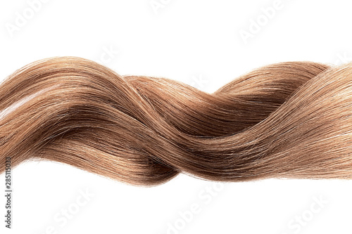 Brown shiny hair wave, isolated over white