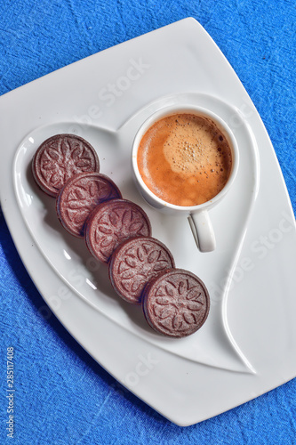 Delicious breakfast of cocoa cokies photo