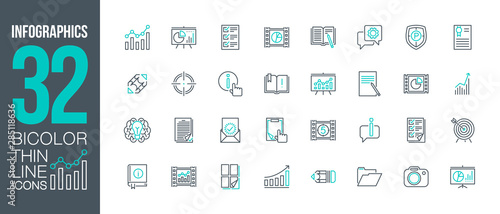 financial business infographics presentation outline flat icons set. Thin line design statistic chart infographics logo. icon pictogram set isolated on white. outline logo symbols for web mobile app